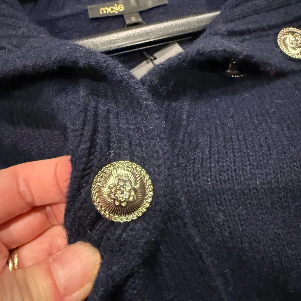 Maje Navy Cardigan Sweater Sz 2 - Picture 6 of 6